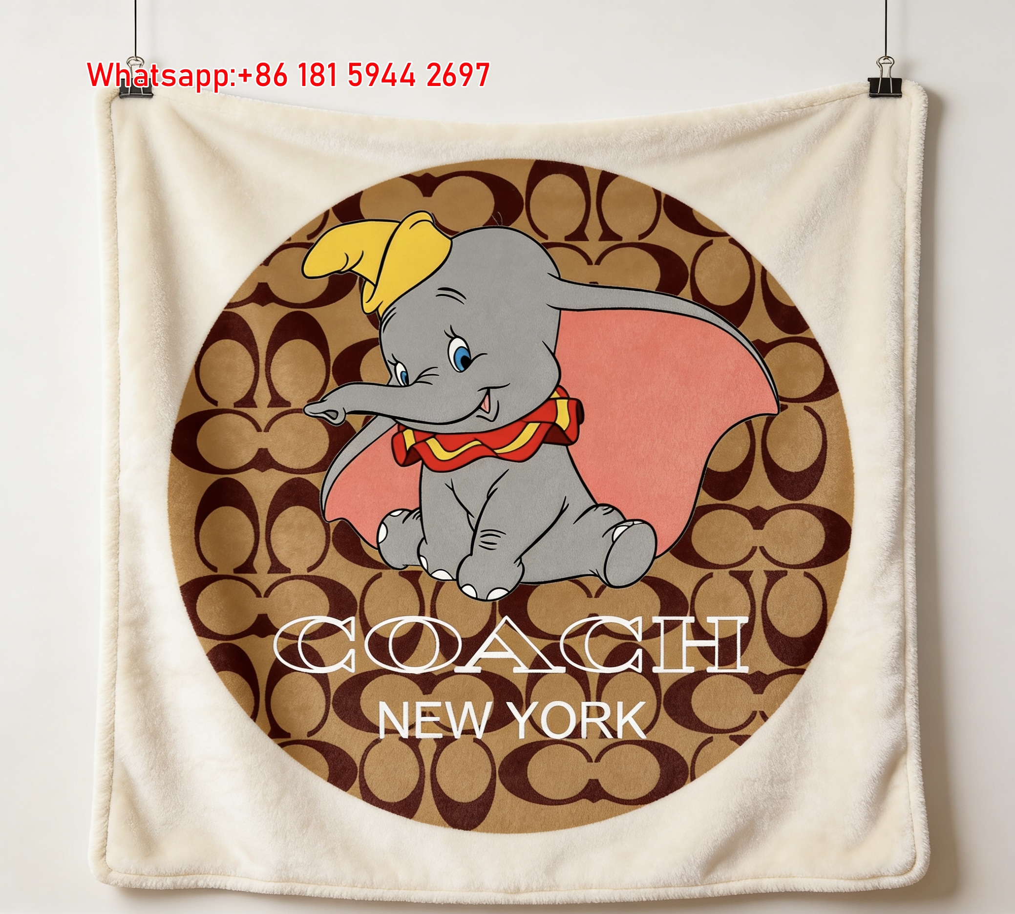 Coach Dumbo Brown Monogram Flannel Throw Blanket C032